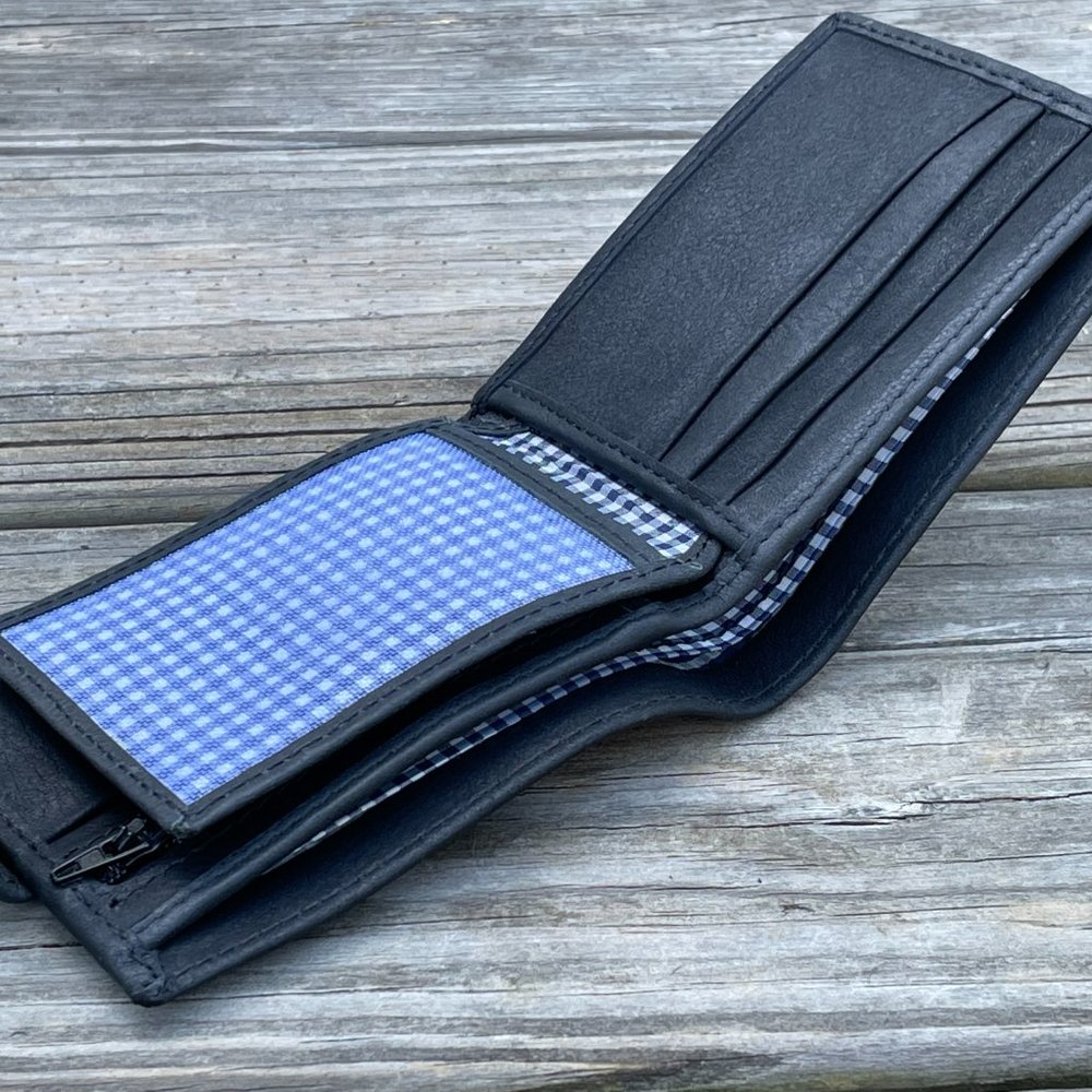Handmade Genuine Leather Black Wallet Card Holder Purse Bi Fold Purse - Picture 13 of 13